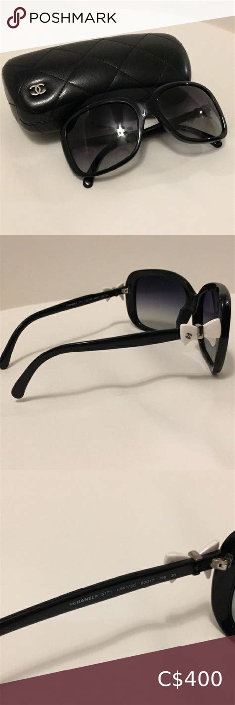 black chanel sunglasses with white bow|Eyewear .